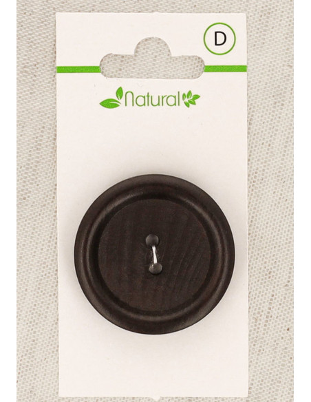 Dark wood button card, 34 mm, 2 holes - Round