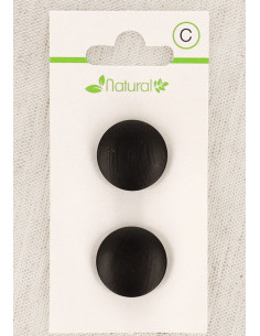 Card of 2 dark wood buttons 18 mm with shank - Round