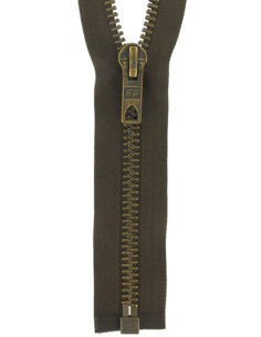 Large metal teeth separating zipper - Brown