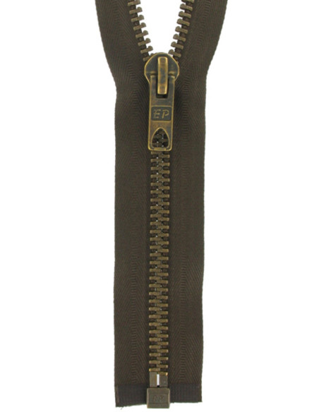 Large metal teeth separating zipper - Brown