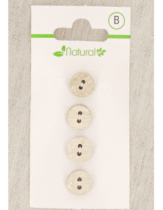 Card of 4 natural wood buttons 10 mm 2 holes - Round