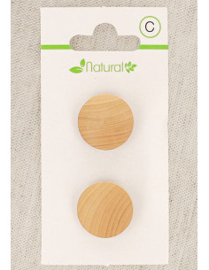 Natural wood 2-button card 18 mm with shank - Round