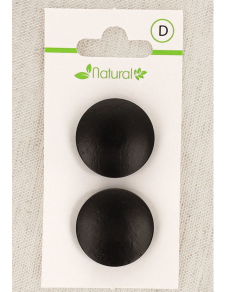 Dark wood 2-button card 23 mm with shank - Round