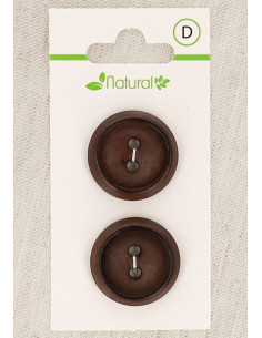 Dark wood 2-button card, 23 mm, 2 holes - Round