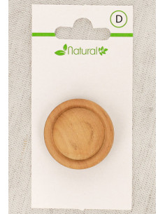 Natural wood button card 28 mm with shank - Round relief
