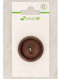 Dark wood button card 28 mm 2 holes - Round