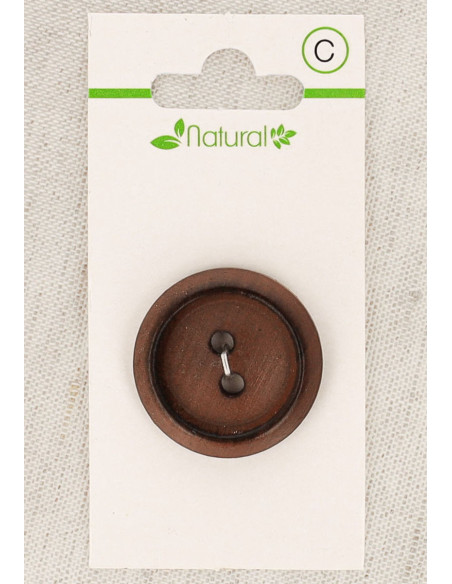 Dark wood button card 28 mm 2 holes - Round