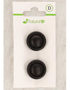 Dark wood 2-button card 18 mm with shank - Embossed rounds
