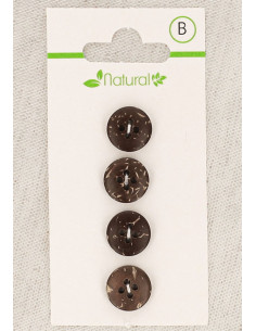 Dark wood 4-button card 11 mm 4 holes - Round