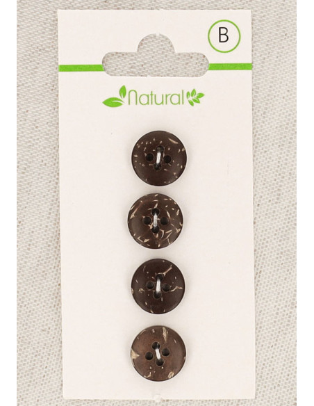 Dark wood 4-button card 11 mm 4 holes - Round