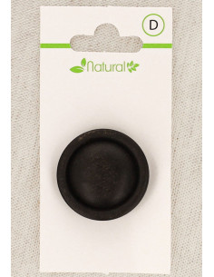 Dark wood button card 28 mm with shank - Round relief