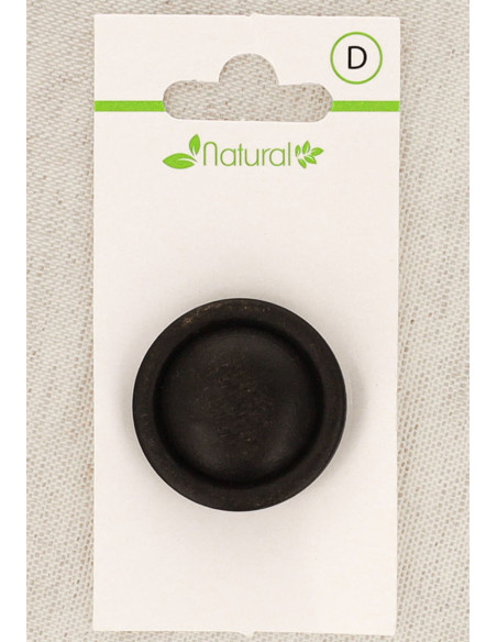 Dark wood button card 28 mm with shank - Round relief