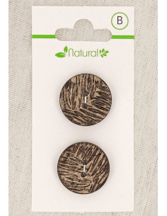 Natural wood 2-button card 20 mm 2 holes - Foliage