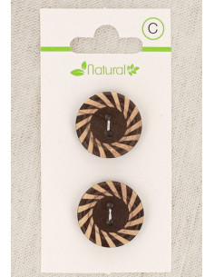 Card of 2 two-tone wooden buttons 20 mm 2 holes - Fantasy