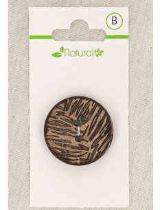 Natural wood button card 28 mm 2 holes - Foliage