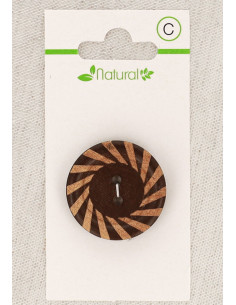 Card of 1 two-tone wooden button 28 mm 2 holes - Round