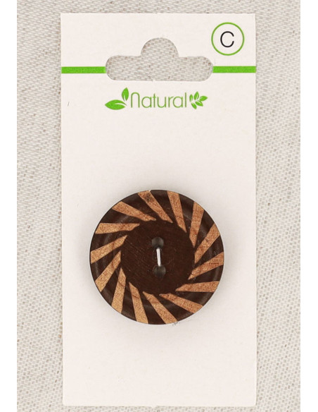 Card of 1 two-tone wooden button 28 mm 2 holes - Round