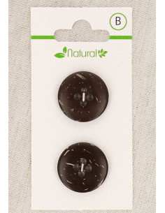 Dark wood 2-button card, 20 mm, 4 holes - Round