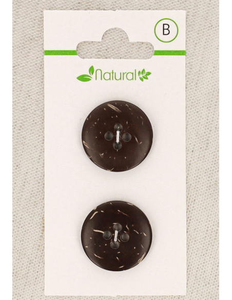 Dark wood 2-button card, 20 mm, 4 holes - Round