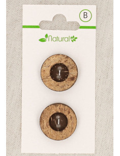 Dark wood 2-button card, 20 mm, 2 holes - Round