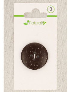 Dark wood button card 25 mm 4 holes - Round