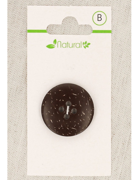 Dark wood button card 25 mm 4 holes - Round
