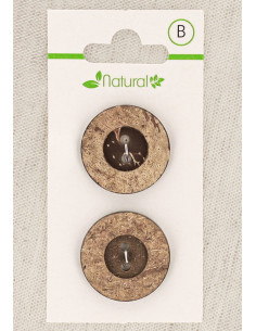 Dark wood 2-button card, 23 mm, 2 holes - Round