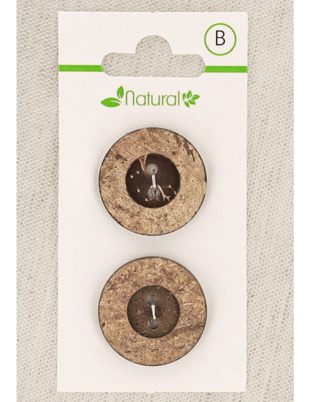 Dark wood 2-button card, 23 mm, 2 holes - Round