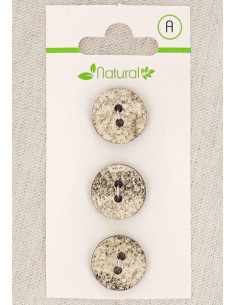 Card of 3 ecru and putty buttons 15 mm 2 holes - Marbled