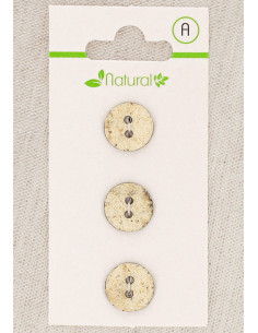 Card of 3 ecru and beige buttons 13 mm 2 holes - Marbled
