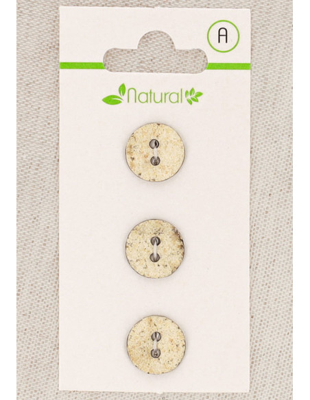 Card of 3 ecru and beige buttons 13 mm 2 holes - Marbled