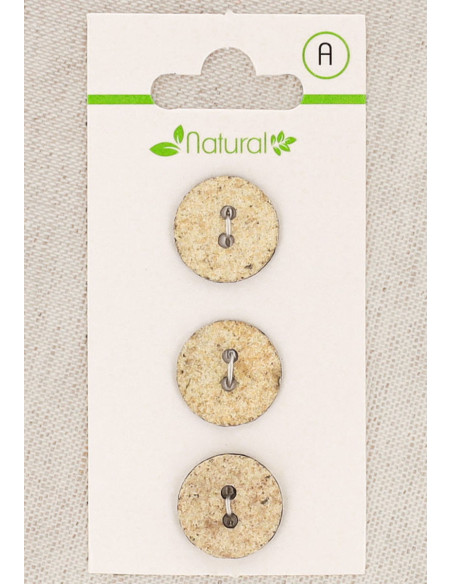 Card of 3 ecru and beige buttons 15 mm 2 holes - Marbled