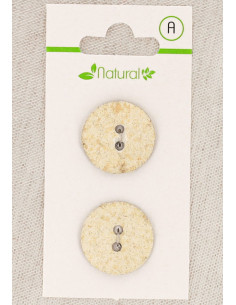 Card of 2 ecru and beige buttons, 20 mm, 2 holes - Marbled