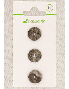 Card of 3 taupe buttons 13 mm 2 holes - Textured