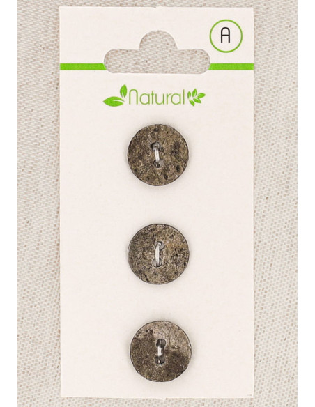 Card of 3 taupe buttons 13 mm 2 holes - Textured