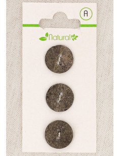 Card of 3 taupe buttons 15 mm 2 holes - Textured