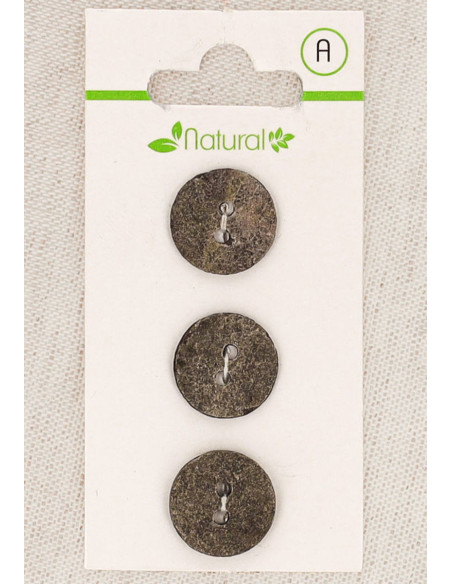 Card of 3 taupe buttons 15 mm 2 holes - Textured