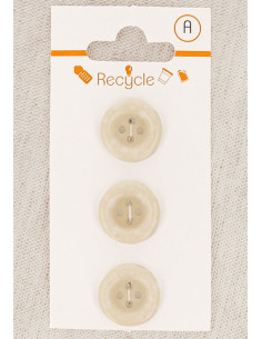 Card of 3 ecru buttons 15 mm 4 holes - Rolled edge