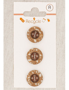 Card of 3 camel buttons 15 mm 4 holes - Rolled edge