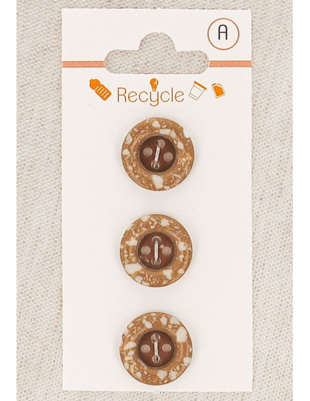 Card of 3 camel buttons 15 mm 4 holes - Rolled edge