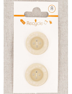 Ecru 2-button card 20 mm 4 holes - Rolled edge