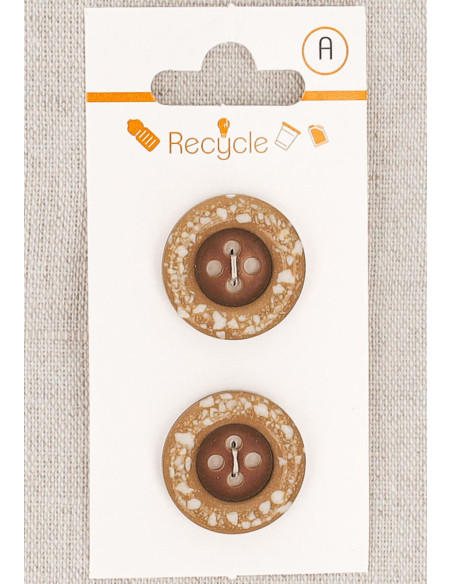 Card of 2 camel buttons 20 mm 4 holes - Rolled edge