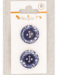 Card of 2 blue jeans buttons 20 mm 4 holes - Rolled edge