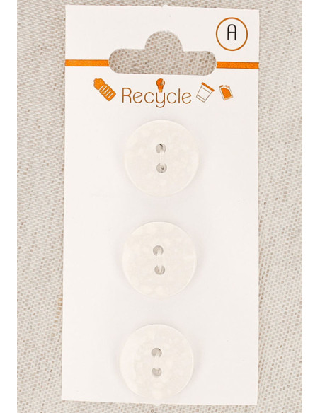 Card of 3 white buttons 15 mm 2 holes - Terrazzo