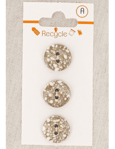 Card of 3 taupe buttons 15 mm 2 holes - Terrazzo