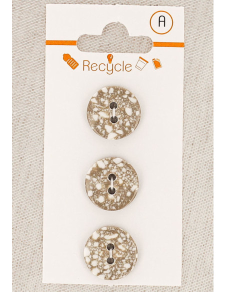 Card of 3 taupe buttons 15 mm 2 holes - Terrazzo