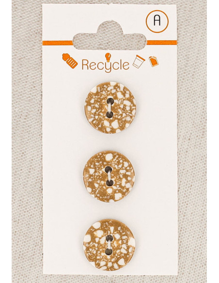 Card of 3 camel buttons 15 mm 2 holes - Terrazzo