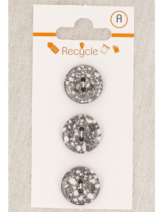 Card of 3 gray buttons 15 mm 2 holes - Terrazzo