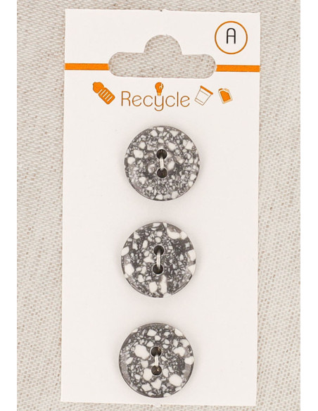 Card of 3 gray buttons 15 mm 2 holes - Terrazzo