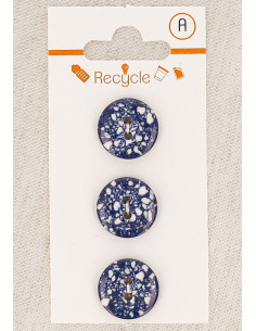 Card of 3 blue jeans buttons 15 mm 2 holes - Terrazzo